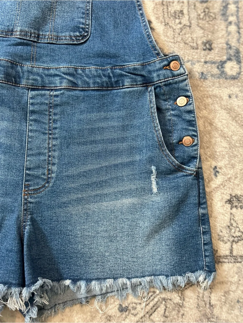 No Boundaries Denim Short Overalls